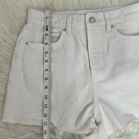 Zara White High Waist Denim Shorts size 4 button fly - Picture 5 of 8
